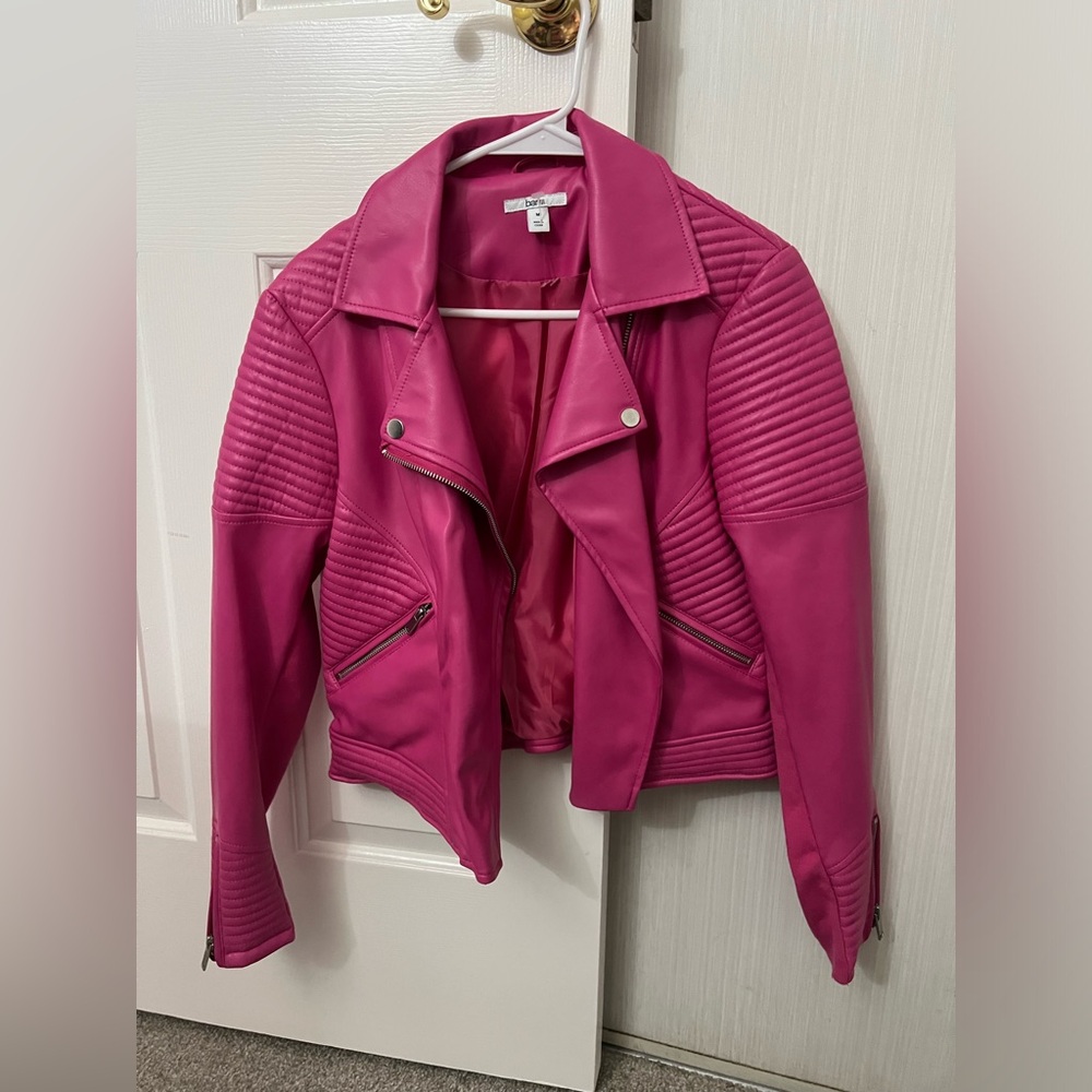 BAR iii pink moot faux leather jacket